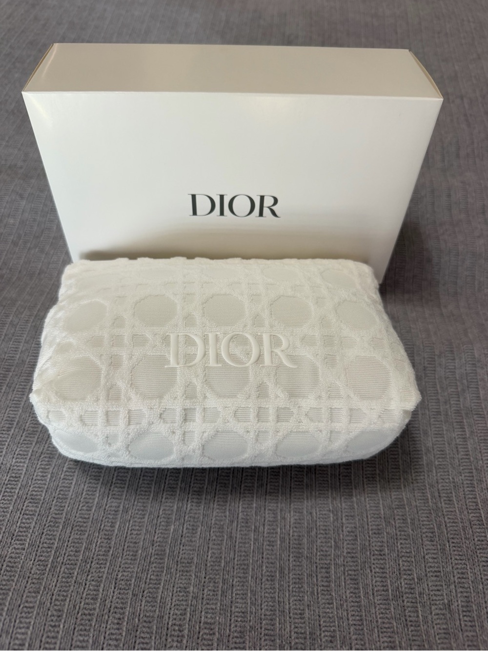 Dior White Cannage Quilted Pouch new